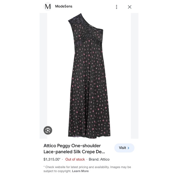 THE ATTICO • Peggy One Shoulder, Lace Panel Silk Slip Dress in Black - Picture 9 of 10